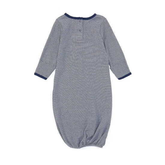 Flash Sale 😍 Starting Out Baby Newborn-6 Months Long Sleeve Stripe Gown & Knot Hat 2-Piece Set Navy 🔥 6 Flash Sale 😍 Starting Out Baby Newborn-6 Months Long Sleeve Stripe Gown & Knot Hat 2-Piece Set Navy 🔥 - Image 4