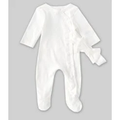 Outlet 😉 Starting Out Baby 👧 Girls Newborn-6 Months Long-Sleeve Ruffled Rumba Footed Coverall Set Ivory 💯