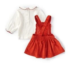 Coupon 🎉 Starting Out Baby 👧 Girls 3-24 Months Long Sleeve Peter Pan Collar Floral Embroidered Corduroy Jumper 2-Piece Set Rust 🔥 -Starting Out Shop unnamed file 143