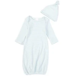 Outlet 🔥 Starting Out Baby Newborn-6 Months Blue Stripe Gown & Knot Hat Set 🌟