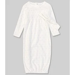 Hot Sale 🤩 Starting Out Baby 👧 Girls Newborn-6 Months Dotted Gown White ✔️