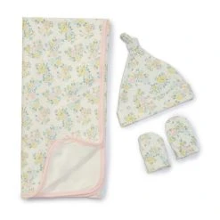 Cheapest 🤩 Starting Out Baby 👧 Girls Floral Knotted Beanie, Mittens & Blanket Set Pink 😀