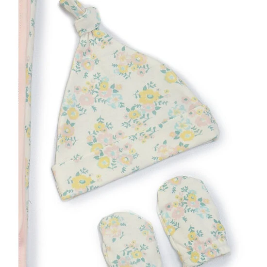 Cheapest π€© Starting Out Baby π§ Girls Floral Knotted Beanie, Mittens & Blanket Set Pink π 4 Cheapest π€© Starting Out Baby π§ Girls Floral Knotted Beanie, Mittens & Blanket Set Pink π - Image 2