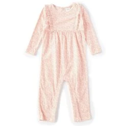 New 💯 Starting Out Baby 👧 Girls 12-24 Months Floral Print Long Sleeve Ruffle Coverall Pink 😀