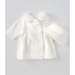 Promo ❤️ Starting Out Baby 👧 Girls 3-24 Months Faux Fur Collar Pleated 🧥 Coat & Hat Set Tan 🔥