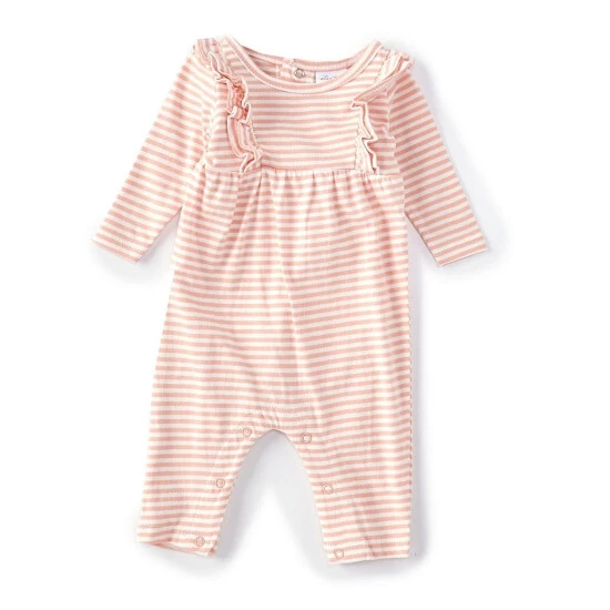 New ๐ Starting Out Baby ๐ง Girls Newborn-9 Months Stripe Ruffle Long Sleeve Coverall Pink ๐ 3 New ๐ Starting Out Baby ๐ง Girls Newborn-9 Months Stripe Ruffle Long Sleeve Coverall Pink ๐