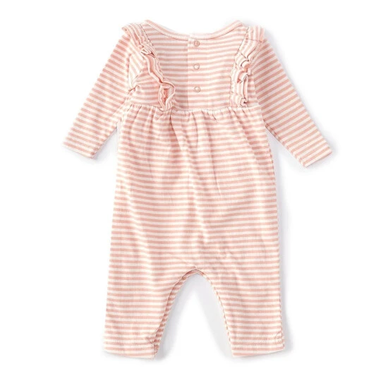 New ๐ Starting Out Baby ๐ง Girls Newborn-9 Months Stripe Ruffle Long Sleeve Coverall Pink ๐ 4 New ๐ Starting Out Baby ๐ง Girls Newborn-9 Months Stripe Ruffle Long Sleeve Coverall Pink ๐ - Image 2