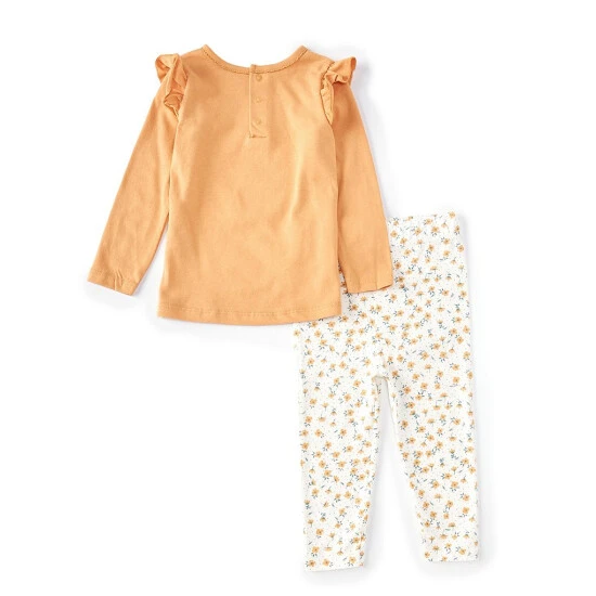 New โจ Starting Out Baby ๐ง Girls 12-24 Months Mini Floral Print Ruffle Long Sleeve Top & Dot Print Pants 2-Piece Set Clay ๐ฏ 4 New โจ Starting Out Baby ๐ง Girls 12-24 Months Mini Floral Print Ruffle Long Sleeve Top & Dot Print Pants 2-Piece Set Clay ๐ฏ - Image 2
