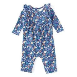 Top 10 🌟 Starting Out Baby 👧 Girls Newborn-24 Months Printed Ruffle Long Sleeve Coverall Navy 👏