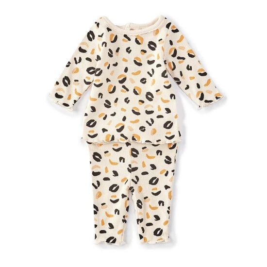 Discount ๐ Starting Out Baby ๐ง Girls Newborn-24 Months Ruffle Trim Leopard Print Top & Pants 2-Piece Set Ivory โจ 3 Discount ๐ Starting Out Baby ๐ง Girls Newborn-24 Months Ruffle Trim Leopard Print Top & Pants 2-Piece Set Ivory โจ