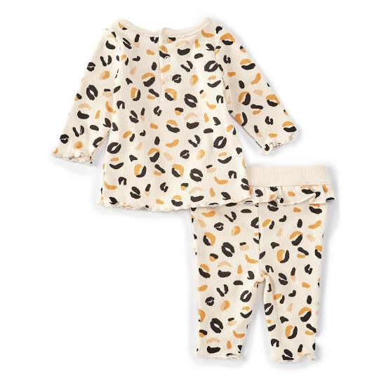 Discount ๐ Starting Out Baby ๐ง Girls Newborn-24 Months Ruffle Trim Leopard Print Top & Pants 2-Piece Set Ivory โจ 4 Discount ๐ Starting Out Baby ๐ง Girls Newborn-24 Months Ruffle Trim Leopard Print Top & Pants 2-Piece Set Ivory โจ - Image 2