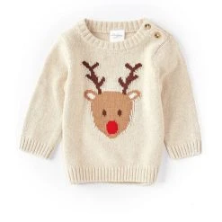 Brand new 🧨 Starting Out Baby Boys 3-24 Months Reindeer Pullover Ivory 🔥