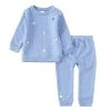 Promo ✔️ Starting Out Baby 👧 Girls 12-24 Months Flower Applique Long Sleeve Top & Jogger Pants 2-Piece Set Blue 👏 -Starting Out Shop unnamed file 234