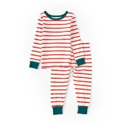 Deals ✨ Starting Out Little Kids 2T-6 🔔 Christmas 🍬 Candy Cane Print Long Sleeve Top & Leggings Set White ✨