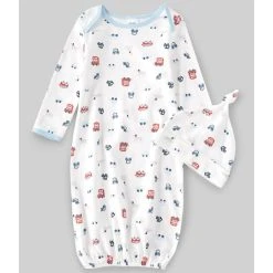 Wholesale 🔥 Starting Out Baby Boys Newborn-6 Months Long-Sleeve Busy Town Gown White 🧨