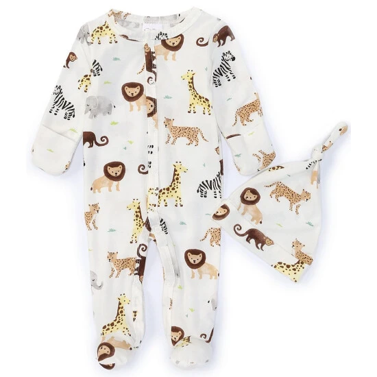 Best Sale ๐ Starting Out Baby Preemie-9 Months Jungle Print Long Sleeve Footed Coverall & Knot Hat 2-Piece Set White ๐ 3 Best Sale ๐ Starting Out Baby Preemie-9 Months Jungle Print Long Sleeve Footed Coverall & Knot Hat 2-Piece Set White ๐