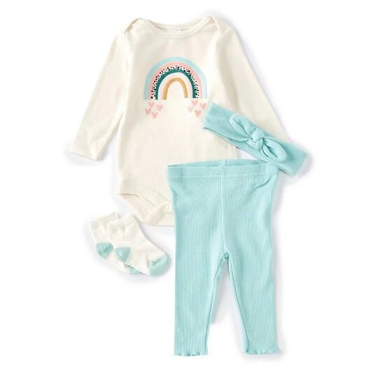 Coupon π Starting Out Baby π§ Girls Newborn-9 Months Rainbow Long Sleeve Tee, Ribbed Pants, Headband, & 𧦠Socks 4-Piece Set Aqua π₯° 3 Coupon π Starting Out Baby π§ Girls Newborn-9 Months Rainbow Long Sleeve Tee, Ribbed Pants, Headband, & 𧦠Socks 4-Piece Set Aqua π₯°