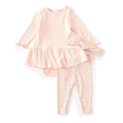 Flash Sale 🌟 Starting Out Baby 👧 Girls Newborn-9 Months Floral Print 👗 Skirted Bodysuit & Pants Two-Piece Set Pink 😀