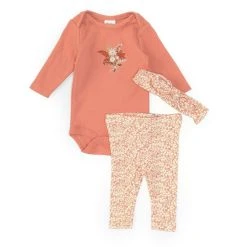 Brand new 👏 Starting Out Baby 👧 Girls Newborn-9 Months Fox Embroidered Bodysuit & Pants Set Pink ⌛
