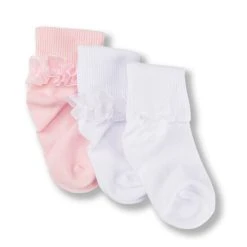 Cheapest 🤩 Starting Out Baby 👧 Girls 3-Pack Tutu Cuffed 🧦 Socks White 🌟