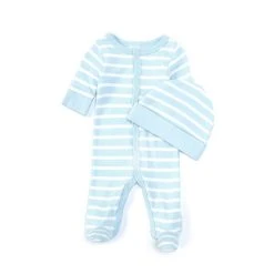 Discount 🎁 Starting Out Baby Boys Preemie-6 Months Long-Sleeve Stripe Footed Coverall Light Blue 🎁