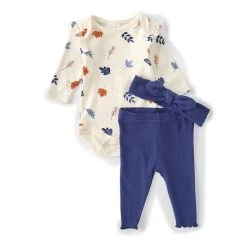 Outlet 🤩 Starting Out Baby 👧 Girls Newborn-9 Months Fall Leaves Long Sleeve Bodysuit & Legging Set Navy 👏