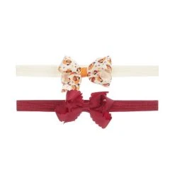 Cheap ✔️ Starting Out 2-Pack Turkey Print & Solid Bow Headband Set Red/antique White 👏