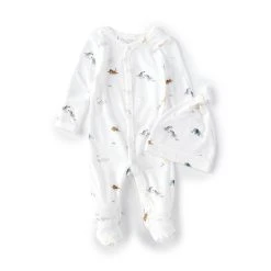 Best Pirce 👏 Starting Out Baby Newborn-6 Months Long Sleeve Jungle Printed Footed Coverall Ivory 😉