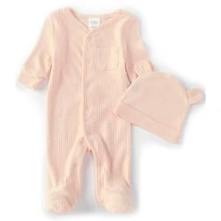 Cheap 🥰 Starting Out Baby 👧 Girls Preemie-9 Months Rib Knit Footed Coverall Pink 🎁