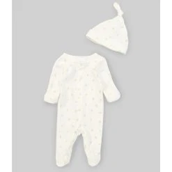Best deal 🎁 Starting Out Baby 👧 Girls Preemie-9 Months Long-Sleeve Rose Footed Coverall & Knotted Hat Set White 🔥