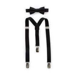 Discount 🎉 Starting Out Baby Boys Solid Bow Tie & Suspender Set Black 🌟