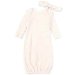 Buy 🎉 Starting Out Baby 👧 Girls Newborn-6 Months Pink Stripe Gown & Knot Headband Set ✔️