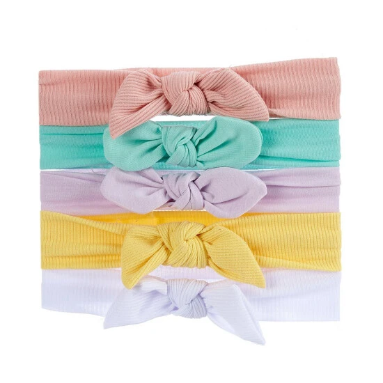 Hot Sale 🌟 Starting Out Baby 👧 Girls Small Solid Knit Bow Headwrap 5-Pack Multi 😀 3 Hot Sale 🌟 Starting Out Baby 👧 Girls Small Solid Knit Bow Headwrap 5-Pack Multi 😀