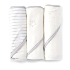Cheap ✔️ Starting Out Baby Star 3-Pack Hooded Towels White/grey 🎉