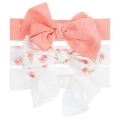 New 👍 Starting Out Baby 👧 Girls Texture Bow Headwrap 3-Pack Set White/pink 🛒