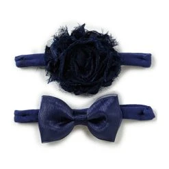 Discount 🛒 Starting Out Baby 👧 Girls 2-Pack Frayed Flower/Bow Headband Navy 🔔