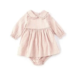 Top 10 😉 Starting Out Baby 👧 Girls 3-24 Months Gingham Print Long Sleeve Peter Pan Collar Woven 👗 Dress Pink 💯