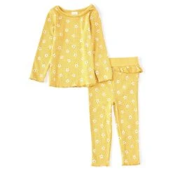 Buy 👏 Starting Out Baby 👧 Girls 12-24 Months Daisy Print Long Sleeve Tee & Pant 2-Piece Set Yellow ⌛