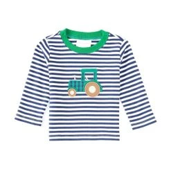 Wholesale 🌟 Starting Out Baby Boys 12-24 Months Stripe Tractor Applique Long Sleeve Tee Blue Stripe ⭐