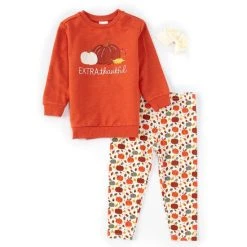 Top 10 🧨 Starting Out Baby 👧 Girls 12-24 Months Extra-Thankful Pumpkin Print Pullover & Leggings Set Brown 👏