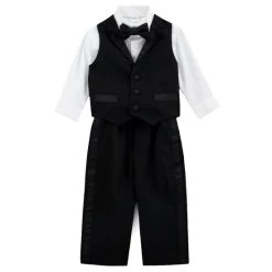 Promo 👍 Starting Out Baby Boys 6-24 Months 4-Piece Tux-Vest Set Black ✔️