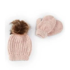 Outlet 🌟 Treasures By Starting Out Baby 👧 Girls Poms Beanie & Gloves Set Ivory 🔔