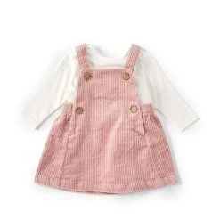 Brand new 🛒 Starting Out Baby 👧 Girls 3-24 Months Long Sleeve Tee Pinafore Jumper 2-Piece Set Pink 😀