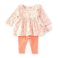 Deals โญ Starting Out Baby ๐ง Girls Newborn-9 Months Tossed Apple Print Bodysuit & Pants Two- Piece Set Pink ๐