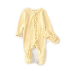 Brand new 🎁 Starting Out Baby Girl Newborn-6 Months Long Sleeve V-Neck Knit Coverall & Matching Bow Headband Set Yellow 🎁