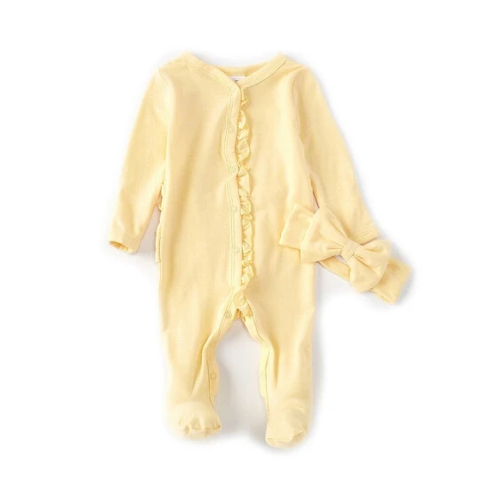 Brand new π Starting Out Baby Girl Newborn-6 Months Long Sleeve V-Neck Knit Coverall & Matching Bow Headband Set Yellow π 3 Brand new π Starting Out Baby Girl Newborn-6 Months Long Sleeve V-Neck Knit Coverall & Matching Bow Headband Set Yellow π