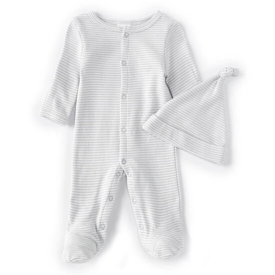 Cheapest ⌛ Starting Out Baby Preemie-9 Months Grey Stripe Footed Coverall & Knot Hat Set ✔️ 3 Cheapest ⌛ Starting Out Baby Preemie-9 Months Grey Stripe Footed Coverall & Knot Hat Set ✔️